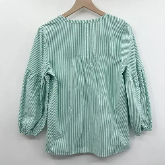 Vinyard‎ Vines Striped Pintuck Long Sleeve Top in Stripe Seawall Green Size S - Picture 4 of 11